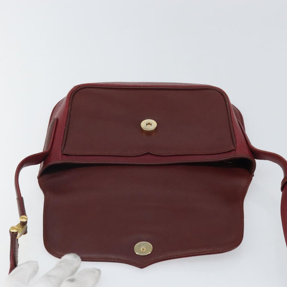 CARTIER Must Line Shoulder Bag Leather Bordeaux Gold Auth SW1881