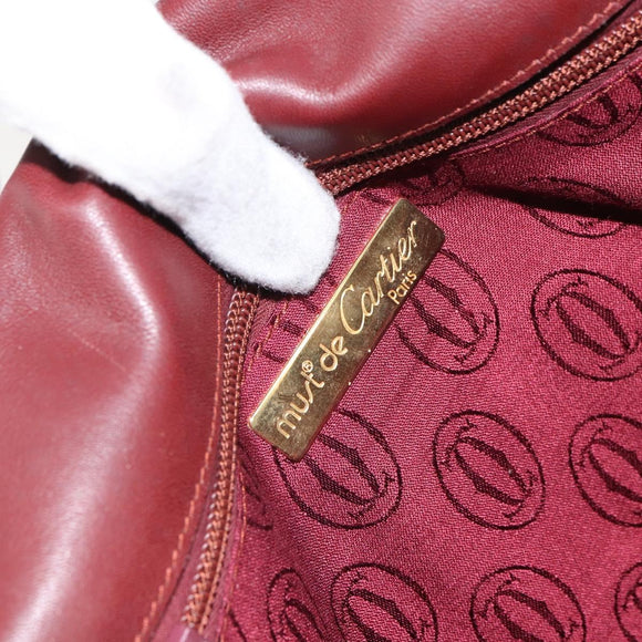 CARTIER Must Line Shoulder Bag Leather Bordeaux Gold Auth SW1881