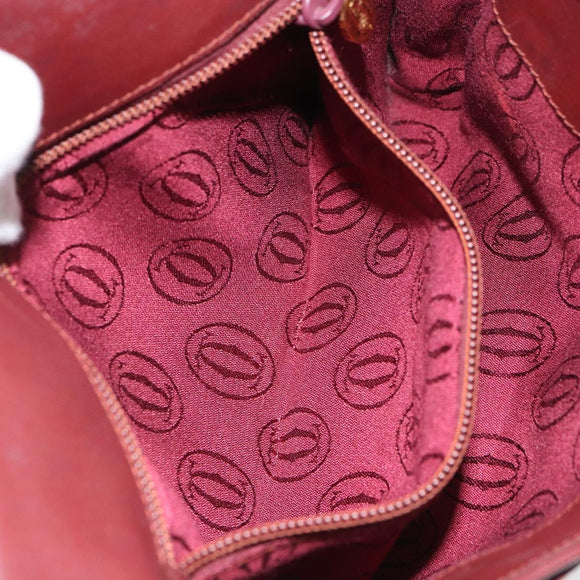 CARTIER Must Line Shoulder Bag Leather Bordeaux Gold Auth SW1881