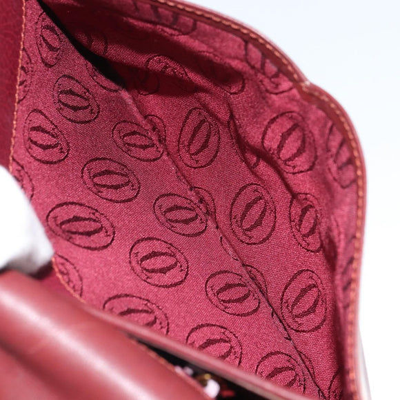 CARTIER Must Line Shoulder Bag Leather Bordeaux Gold Auth SW1881