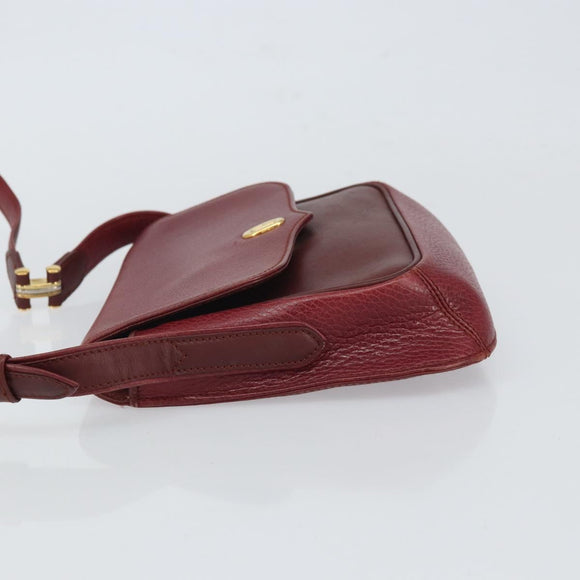 CARTIER Must Line Shoulder Bag Leather Bordeaux Gold Auth SW1881