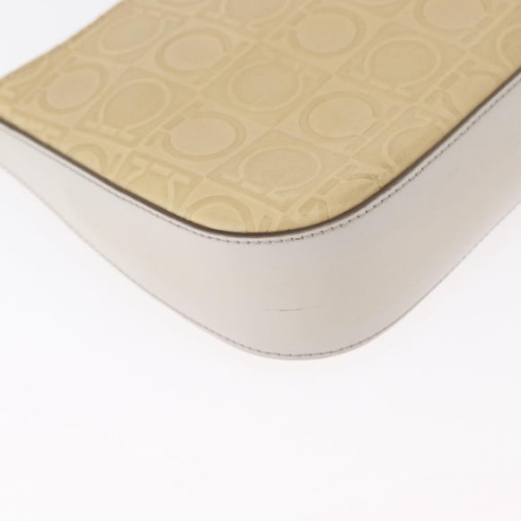 Salvatore Ferragamo Hand Bag Leather Beige Silver Auth SW1883
