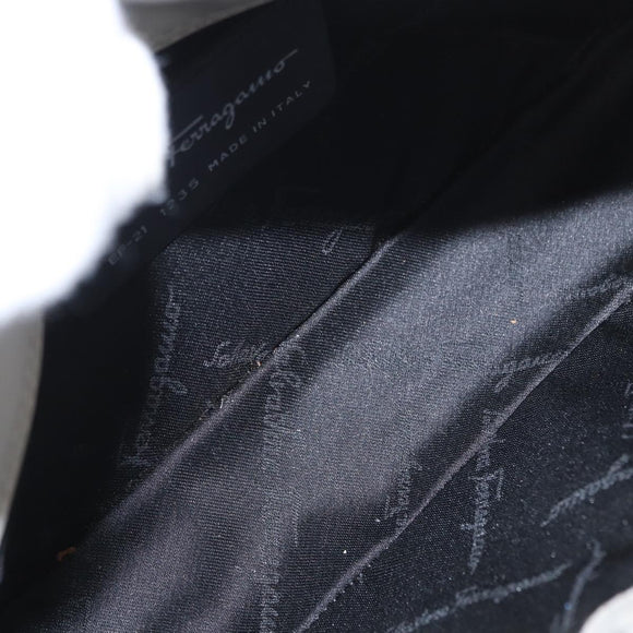 Salvatore Ferragamo Hand Bag Leather Beige Silver Auth SW1883