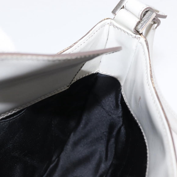 Salvatore Ferragamo Hand Bag Leather Beige Silver Auth SW1883