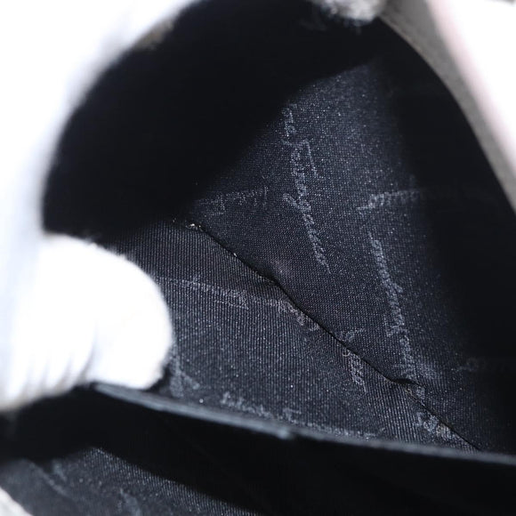 Salvatore Ferragamo Hand Bag Leather Beige Silver Auth SW1883