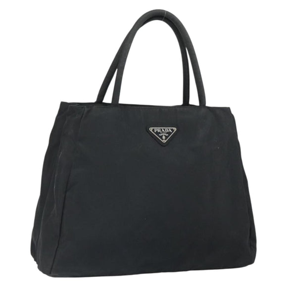 PRADA Hand Bag Nylon Black Silver Auth SW1888