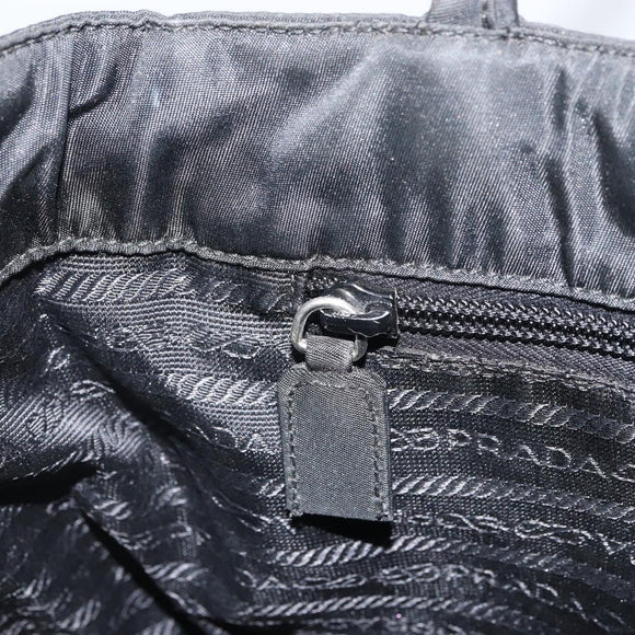 PRADA Hand Bag Nylon Black Silver Auth SW1888