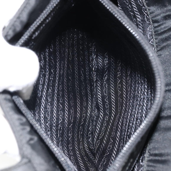 PRADA Hand Bag Nylon Black Silver Auth SW1888
