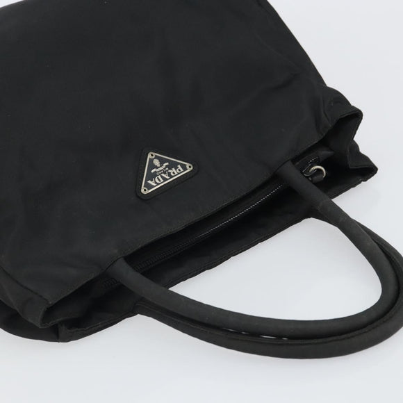 PRADA Hand Bag Nylon Black Silver Auth SW1888
