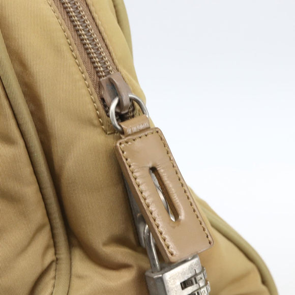 PRADA Hand Bag Nylon Beige Silver Auth SW1890