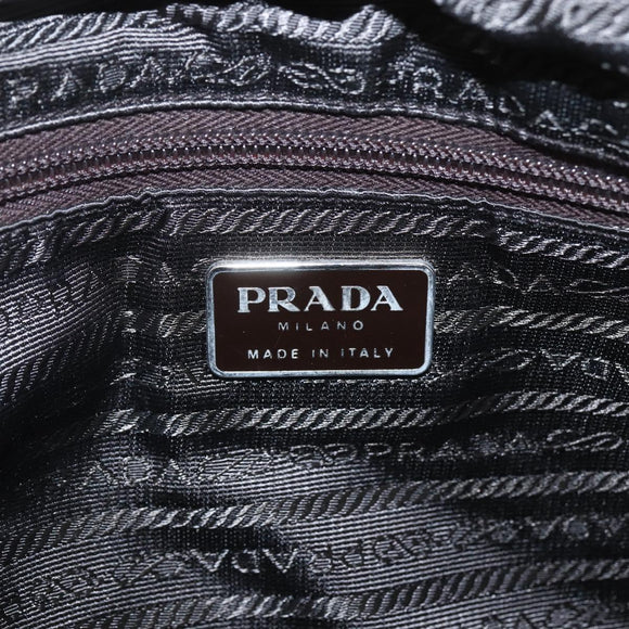 PRADA Hand Bag Nylon Beige Silver Auth SW1890