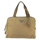 PRADA Hand Bag Nylon Beige Silver Auth SW1890-2
