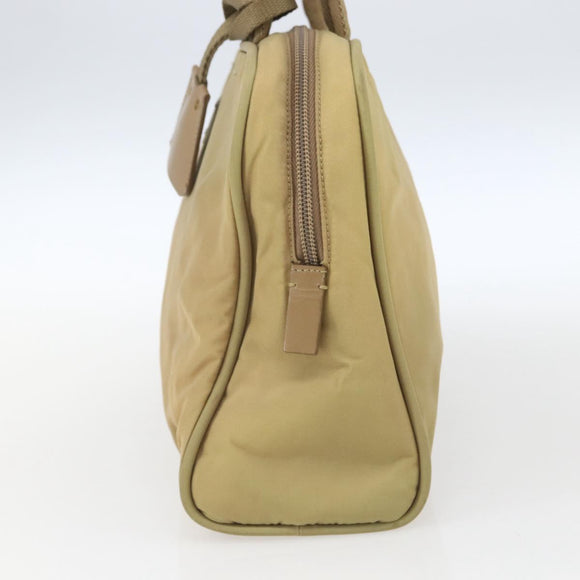 PRADA Hand Bag Nylon Beige Silver Auth SW1890