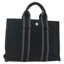 HERMES Fourre Tout PM Hand Bag Cotton Black Silver Auth SW1891-1
