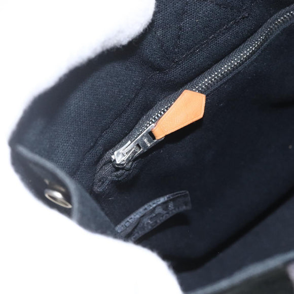 HERMES Fourre Tout PM Hand Bag Cotton Black Silver Auth SW1891