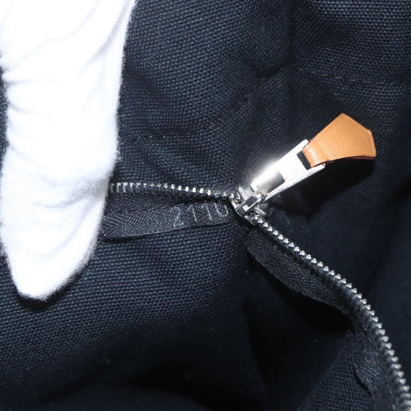 HERMES Fourre Tout PM Hand Bag Cotton Black Silver Auth SW1891