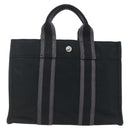 HERMES Fourre Tout PM Hand Bag Cotton Black Silver Auth SW1891-13