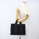 HERMES Fourre Tout PM Hand Bag Cotton Black Silver Auth SW1891-21
