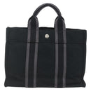 HERMES Fourre Tout PM Hand Bag Cotton Black Silver Auth SW1891-2