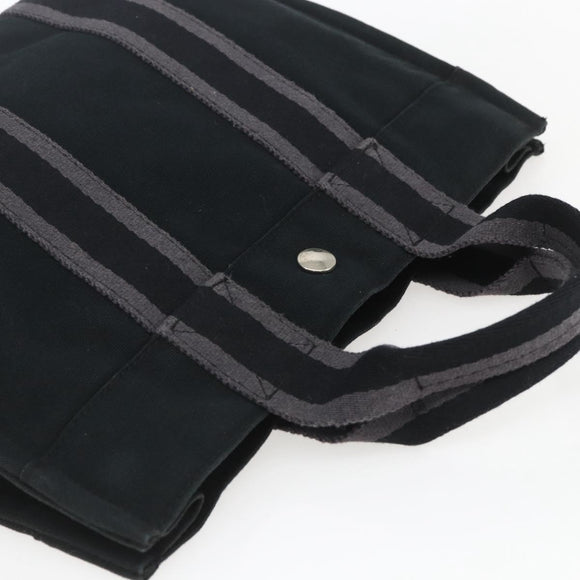HERMES Fourre Tout PM Hand Bag Cotton Black Silver Auth SW1891