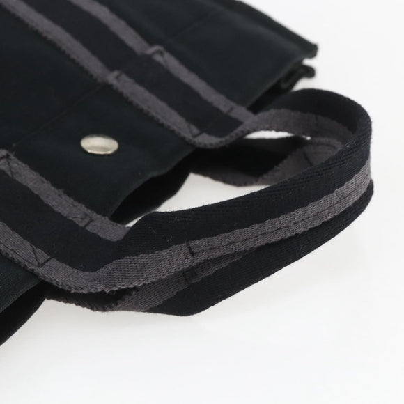 HERMES Fourre Tout PM Hand Bag Cotton Black Silver Auth SW1891