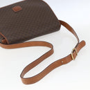 CELINE Macadam Canvas Shoulder Bag PVC Leather Brown Gold Auth SW1892-7