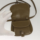 CELINE C Macadam Canvas Shoulder Wallet Khaki Auth sw190V-9