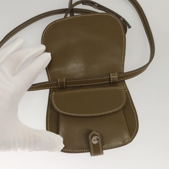 CELINE C Macadam Canvas Shoulder Wallet Khaki Auth sw190V