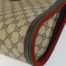 GUCCI GG Supreme Web Sherry Line Hand Bag PVC Beige Gold Auth SW1903-9