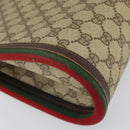 GUCCI GG Supreme Web Sherry Line Hand Bag PVC Beige Gold Auth SW1903-14