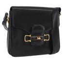 CELINE Horse Carriage Shoulder Bag Leather Black Gold Auth SW1908-1