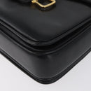 CELINE Horse Carriage Shoulder Bag Leather Black Gold Auth SW1908-14