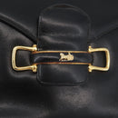 CELINE Horse Carriage Shoulder Bag Leather Black Gold Auth SW1908-17
