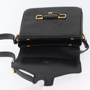CELINE Horse Carriage Shoulder Bag Leather Black Gold Auth SW1908-18