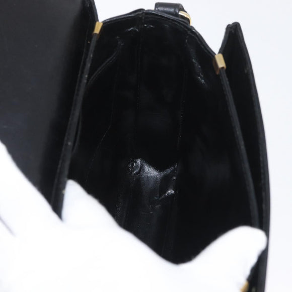 CELINE Horse Carriage Shoulder Bag Leather Black Gold Auth SW1908