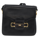 CELINE Horse Carriage Shoulder Bag Leather Black Gold Auth SW1908-13