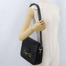 CELINE Horse Carriage Shoulder Bag Leather Black Gold Auth SW1908-23