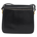 CELINE Horse Carriage Shoulder Bag Leather Black Gold Auth SW1908-2
