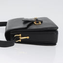 CELINE Horse Carriage Shoulder Bag Leather Black Gold Auth SW1908-4