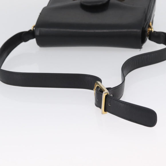 CELINE Horse Carriage Shoulder Bag Leather Black Gold Auth SW1908