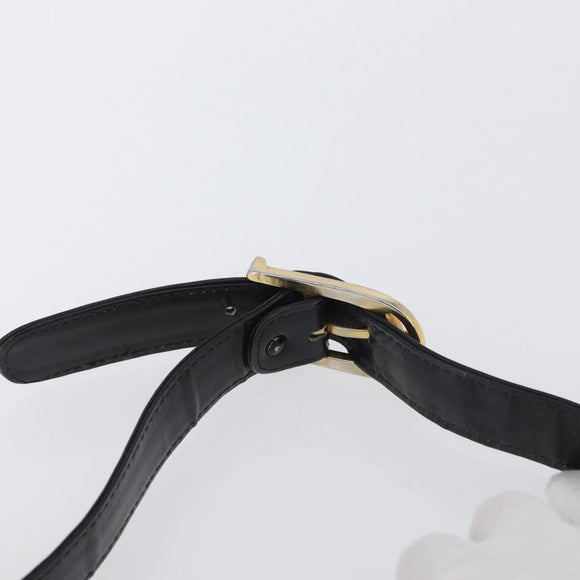 CELINE Horse Carriage Shoulder Bag Leather Black Gold Auth SW1908