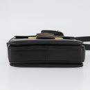 CELINE Horse Carriage Shoulder Bag Leather Black Gold Auth SW1908-5