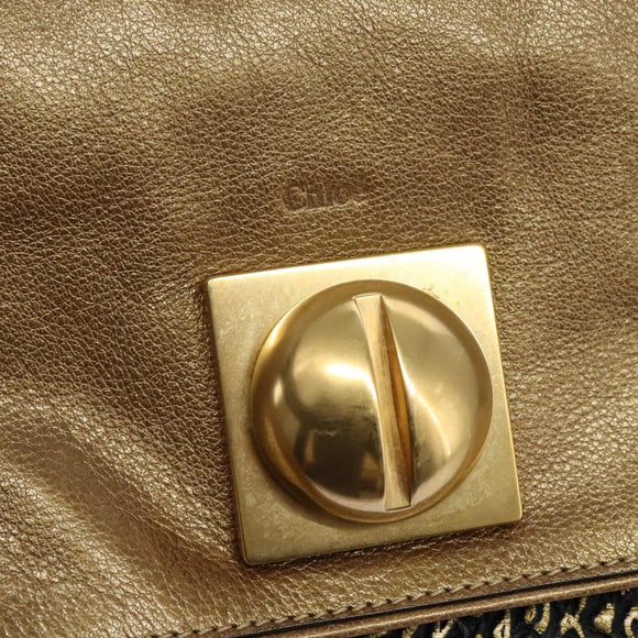 Chloe Hand Bag Leather 2way Gold Auth sw191