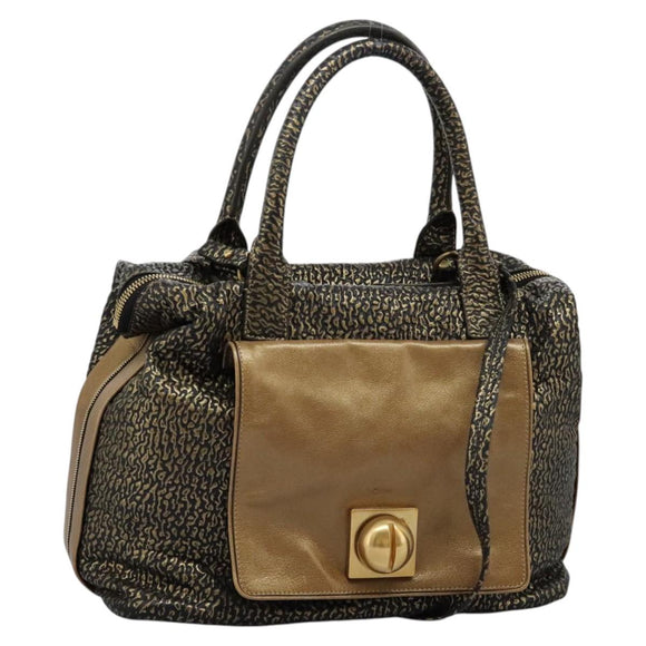 Chloe Hand Bag Leather 2way Gold Auth sw191