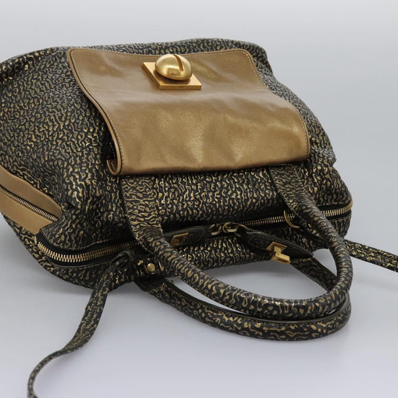Chloe Hand Bag Leather 2way Gold Auth sw191