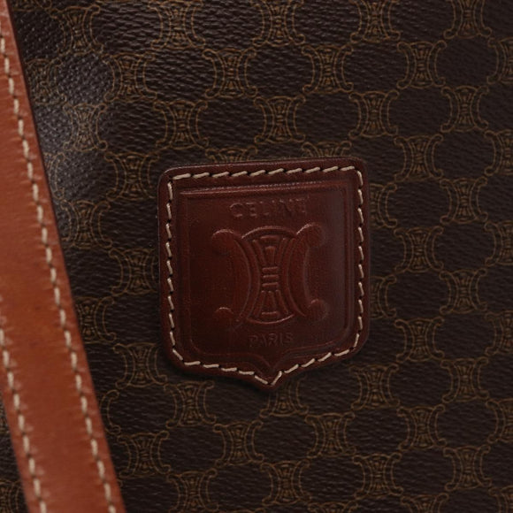 CELINE Macadam Canvas Tote Bag PVC Leather Brown Gold Auth SW1910