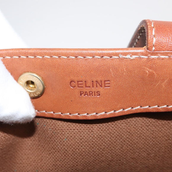 CELINE Macadam Canvas Tote Bag PVC Leather Brown Gold Auth SW1910