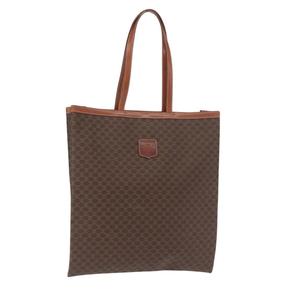 CELINE Macadam Canvas Tragetasche PVC Leder Braun Gold Authentisch SW1910