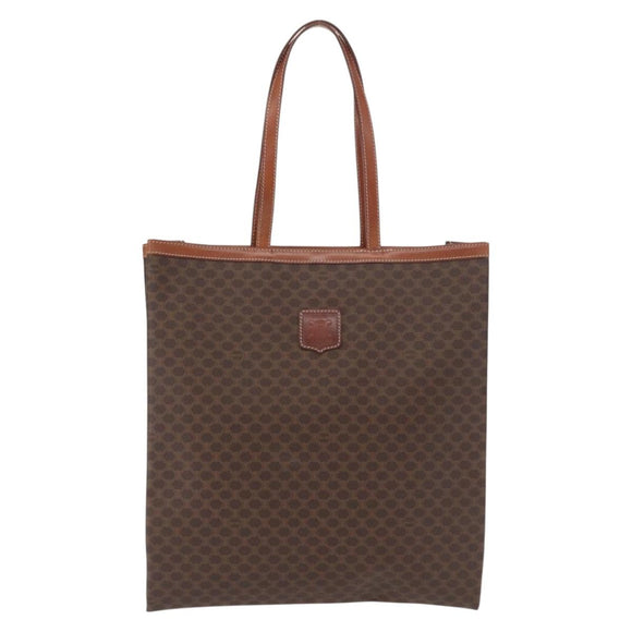 CELINE Macadam Canvas Tragetasche PVC Leder Braun Gold Authentisch SW1910