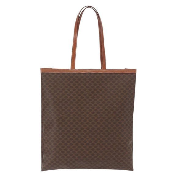 CELINE Macadam Canvas Tragetasche PVC Leder Braun Gold Authentisch SW1910